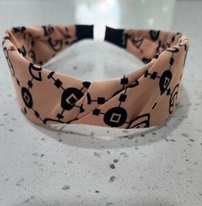 Cream and Black Patterned Headband